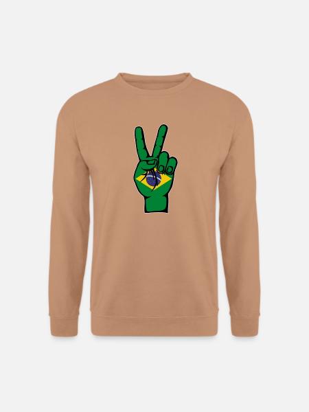 Brasilien Flagge Frieden Victory Symbol - Unisex Pullover - Mocca