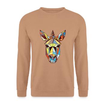 Esel Buntes Aquarell Tier Haustier Illustration - Unisex Pullover - Mocca - Vorne - Alina (178cm) & Michal (187cm)