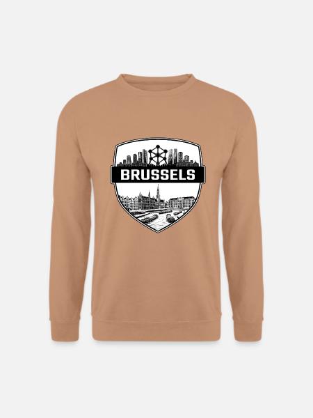 Brüsseler Skyline-Abzeichen - Unisex Pullover - Mocca