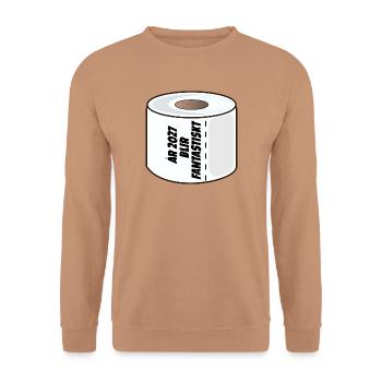 Toilettenpapier 2027 - Unisex Pullover - Mocca - Vorne - Alina (178cm) & Michal (187cm)