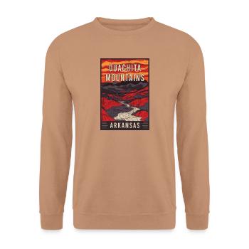 Erleben Sie die landschaftliche Pracht der Ouachita Mountains - Unisex Pullover - Mocca - Vorne - Alina (178cm) & Michal (187cm)