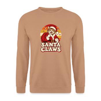 Santa Claws Katze Weihnachten - Unisex Pullover - Mocca - Vorne - Alina (178cm) & Michal (187cm)
