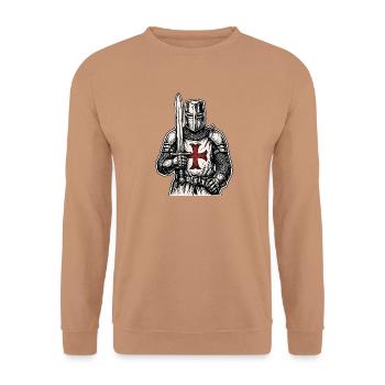 Ritter Kreuz Schwert - Unisex Pullover - Mocca - Vorne - Alina (178cm) & Michal (187cm)