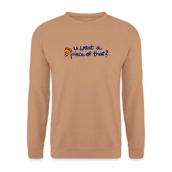 Lustiges Pizza Design für Pizza Lover - Unisex Pullover - Mocca - Vorne - Alina (178cm) & Michal (187cm)