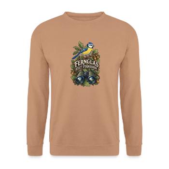 Blaumeise - Vogel Fernglas Naturgenuss - Unisex Pullover - Mocca - Vorne - Alina (178cm) & Michal (187cm)