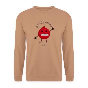 PomeGranate – wütender Granatapfel, Hitzkopf - Unisex Pullover - Mocca - Vorne - Alina (178cm) & Michal (187cm)