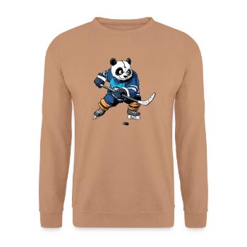 Eishockey Pandabär - Unisex Pullover - Mocca - Vorne - Alina (178cm) & Michal (187cm)