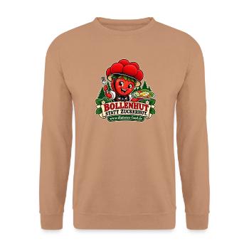 Bollenhut Fruchtmotiv - Unisex Pullover - Mocca - Vorne - Alina (178cm) & Michal (187cm)