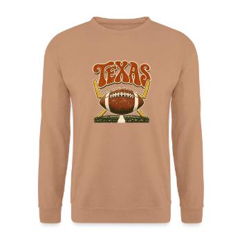Texas Football Vintage Logo - Unisex Pullover - Mocca - Vorne - Alina (178cm) & Michal (187cm)