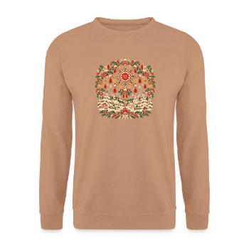Polnische Weihnachtslieder-Stern-Volkskunst - Unisex Pullover - Mocca - Vorne - Alina (178cm) & Michal (187cm)