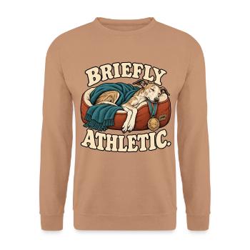 Kurzzeitiger athletischer Whippet - Unisex Pullover - Mocca - Vorne - Alina (178cm) & Michal (187cm)