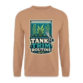 TANK TRIM ROUTINE Pflanzen - Unisex Pullover - Mocca - Vorne - Alina (178cm) & Michal (187cm)
