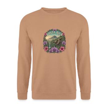 Costa Rica – Pura Vida Tropen Reise Geschenk - Unisex Pullover - Mocca - Vorne - Alina (178cm) & Michal (187cm)