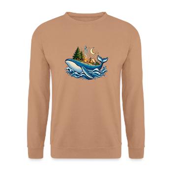 Whale Camp – Magisches Camping auf dem Wal - Unisex Pullover - Mocca - Vorne - Alina (178cm) & Michal (187cm)