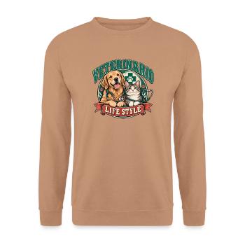 Veterinärleben Hund und Katze - Unisex Pullover - Mocca - Vorne - Alina (178cm) & Michal (187cm)