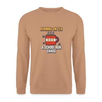 Laufen auf Tee und Schullauf Chaos Mama Tee - Unisex Pullover - Mocca - Vorne - Alina (178cm) & Michal (187cm)