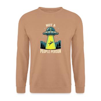 Not a People Person UFO - Unisex Pullover - Mocca - Vorne - Alina (178cm) & Michal (187cm)