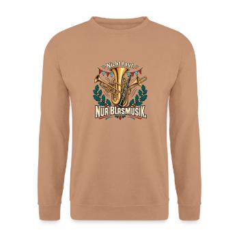 Blasmusik Musiker Musikverein Blaskapelle - Unisex Pullover - Mocca - Vorne - Alina (178cm) & Michal (187cm)