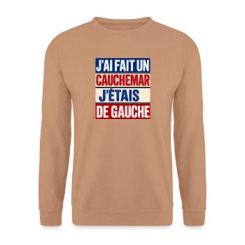 Ich hatte einen Albtraum, ich war ein politischer Linker - Unisex Pullover - Mocca - Vorne - Alina (178cm) & Michal (187cm)