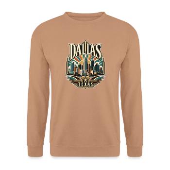 Dallas Skyline Retro Texas - Unisex Pullover - Mocca - Vorne - Alina (178cm) & Michal (187cm)