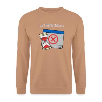 Patience.exe hat aufgehört, komisch zu funktionieren - Unisex Pullover - Mocca - Vorne - Alina (178cm) & Michal (187cm)