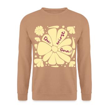Du wirst Oma, Baby - Unisex Pullover - Mocca - Vorne - Alina (178cm) & Michal (187cm)