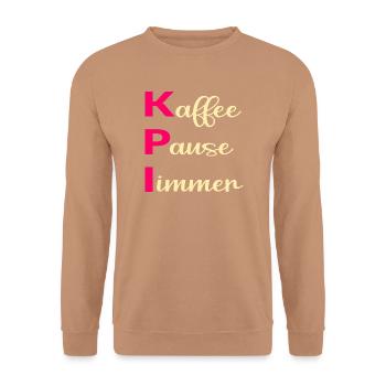 Büro Kaffee Sprüche, KPI - Unisex Pullover - Mocca - Vorne - Alina (178cm) & Michal (187cm)