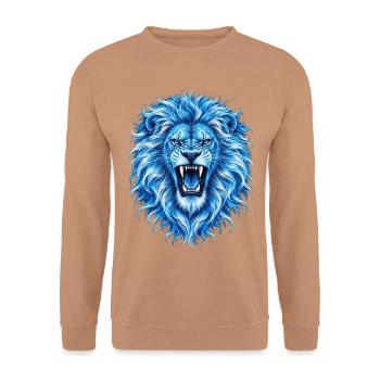 Löwe blaue Löwen aus Afrika König der Tiere - Unisex Pullover - Mocca - Vorne - Alina (178cm) & Michal (187cm)