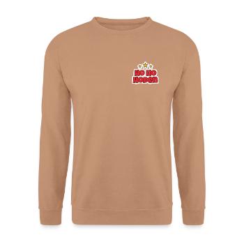 Ho Ho Hoden Weihnachtssticker - Unisex Pullover - Mocca - Vorne - Alina (178cm) & Michal (187cm)