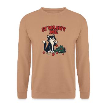 Es war nicht meine Katze, die den Weihnachtsbaum umgeworfen hat - Unisex Pullover - Mocca - Vorne - Alina (178cm) & Michal (187cm)