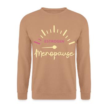 Menopause Frauen Östrogen - Unisex Pullover - Mocca - Vorne - Alina (178cm) & Michal (187cm)