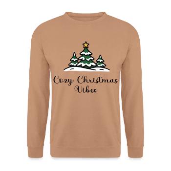 Cozy Christmas Vibes – Winterliche Weihnachtsbäume - Unisex Pullover - Mocca - Vorne - Alina (178cm) & Michal (187cm)