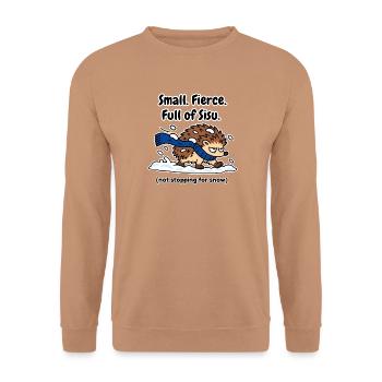 Voll mit Sisu finnischen Igeln - Unisex Pullover - Mocca - Vorne - Alina (178cm) & Michal (187cm)