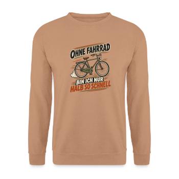 Ohne Fahrrad Halb so Schnell - Unisex Pullover - Mocca - Vorne - Alina (178cm) & Michal (187cm)