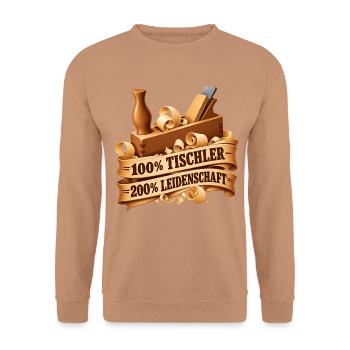 Tischler Leidenschaft Motiv - Unisex Pullover - Mocca - Vorne - Alina (178cm) & Michal (187cm)
