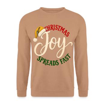 Christmas Joy Spreads Fast Weihnachten Familie - Unisex Pullover - Mocca - Vorne - Alina (178cm) & Michal (187cm)