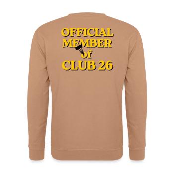 Darts Mitglied Club 26 – Goldschrift - Unisex Pullover - Mocca - Hinten - Michal (187cm)