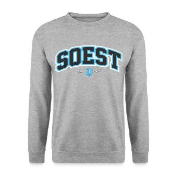 Soest - Unisex Pullover - Weißgrau meliert - Vorne - Alina (178cm) & Michal (187cm)