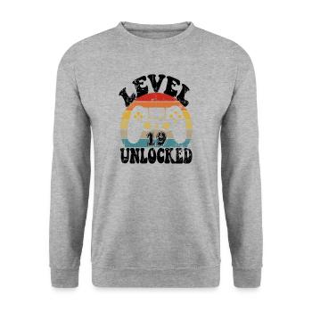 19 Birthday gift Funny 19th birthday Present - Unisex Pullover - Weißgrau meliert - Vorne - Alina (178cm) & Michal (187cm)