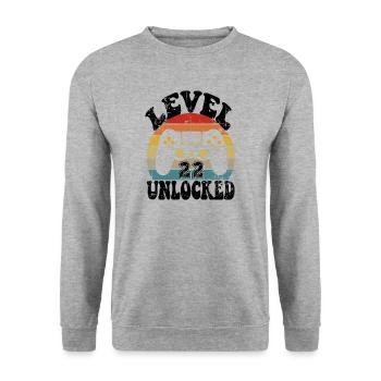 22 Birthday gift Funny 22th birthday Present - Unisex Pullover - Weißgrau meliert - Vorne - Alina (178cm) & Michal (187cm)