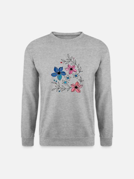 Blumenranke, Ornament - Unisex Pullover - Weißgrau meliert