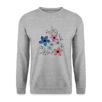 Blumenranke, Ornament - Unisex Pullover - Weißgrau meliert - Vorne - Alina (178cm) & Michal (187cm)