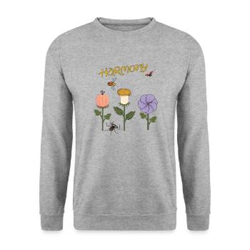 Harmony Flowers - Unisex Sweatshirt - salt & pepper - Front - Alina (178cm) & Michal (187cm)