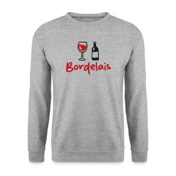 Bordeaux - Bordeaux - Weinflasche - Unisex Pullover - Weißgrau meliert - Vorne - Alina (178cm) & Michal (187cm)
