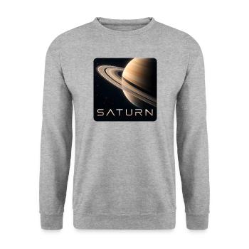 Saturn 30cm - Unisex Pullover - Weißgrau meliert - Vorne - Alina (178cm) & Michal (187cm)