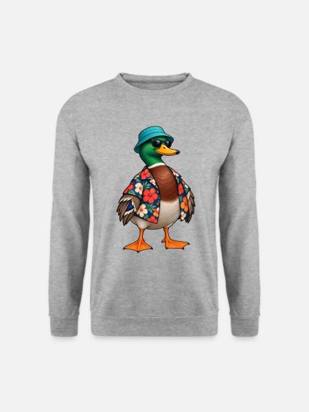 Hawaiianische Ferienente - Unisex Pullover - Weißgrau meliert
