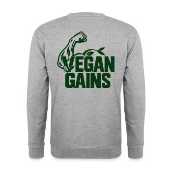 Vegan Gains - Unisex Pullover - Weißgrau meliert - Hinten - Michal (187cm)