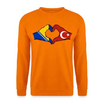 Bosnien Türkei Flagge Hände Herzform - Unisex Pullover - Orange - Vorne