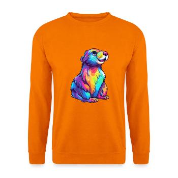 Otter buntes Aquarell Karikatur Kawaii Tier - Unisex Pullover - Orange - Vorne