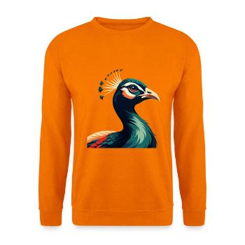 Pfau Cartoon Figur Buntes Haustier Tier - Unisex Pullover - Orange - Vorne